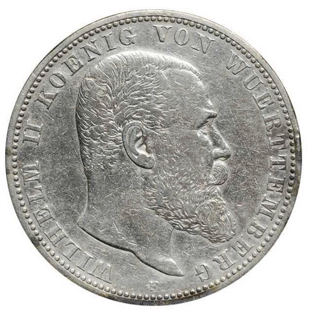 並品』ドイツヴェルテンベルク5マルク銀貨(1902年)F - メルカリ