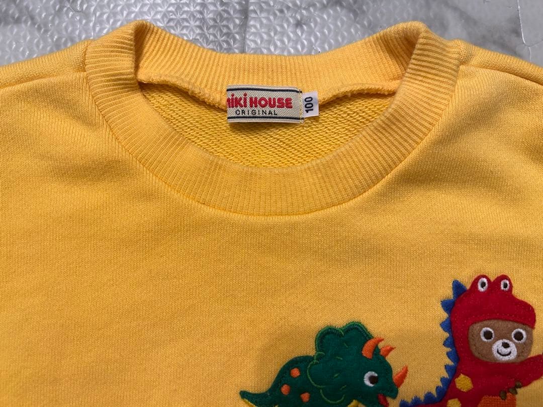美品 25 AW ミキハウス 豪華 恐竜 トレーナー バックプリント 100