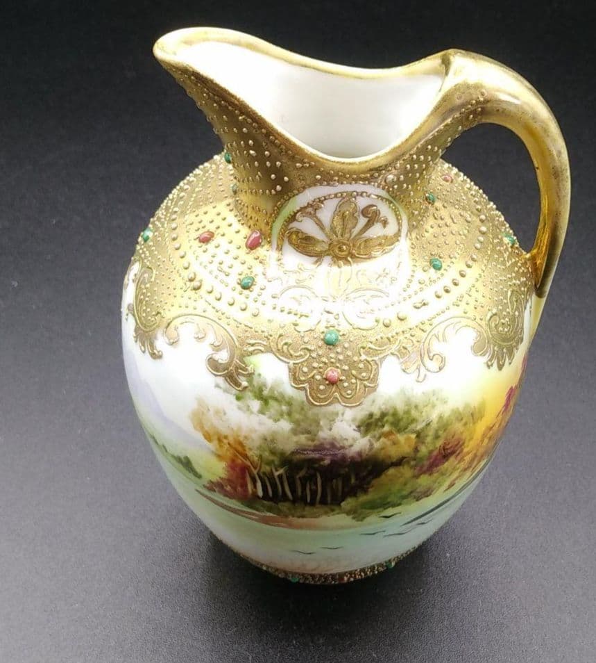 オールドノリタケ 金彩 メイプルリーフ エナメルビジューの美しい風景