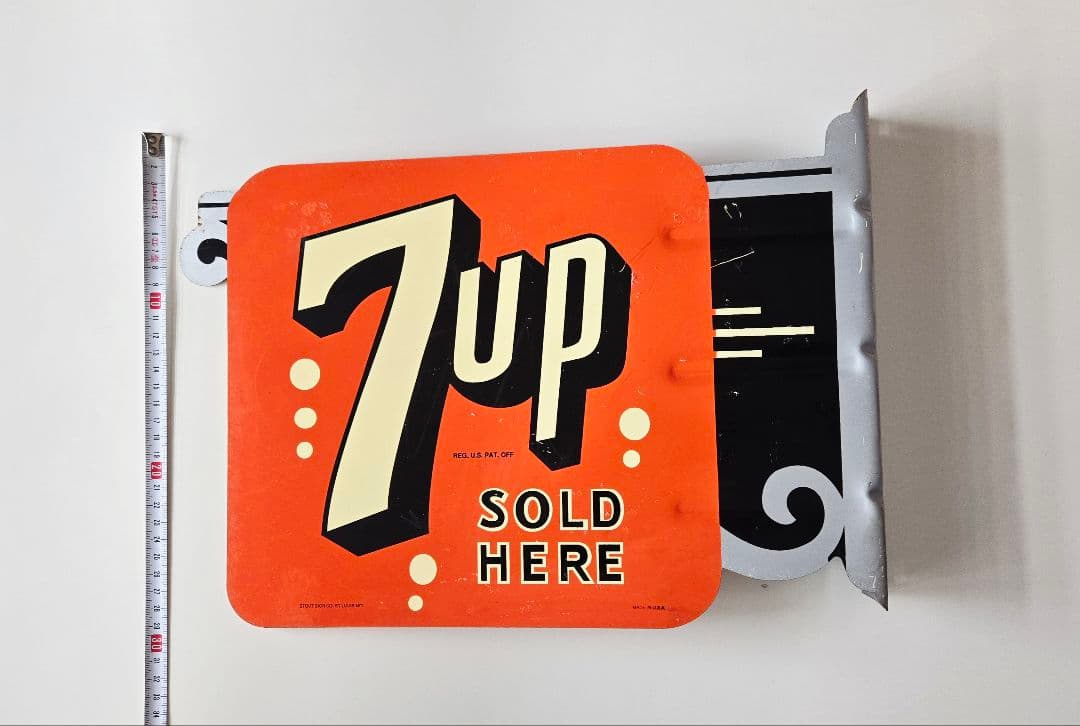 7UP セブンアップ ブリキ看板 USA製 ディスプレイ ビンテージ レア 希少