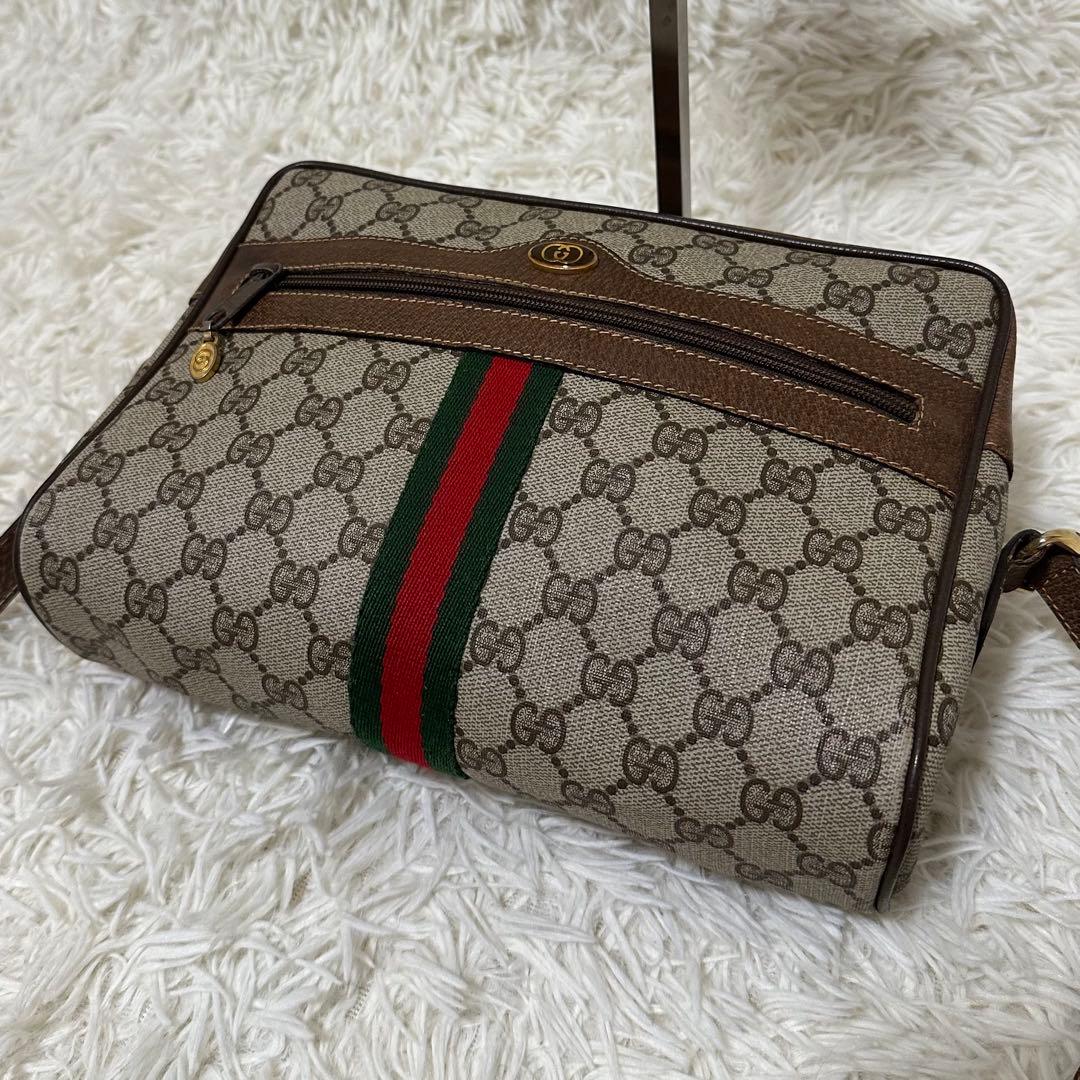 値下げ オールドグッチ GG 総柄 レザー ショルダーバッグ シェリーライン