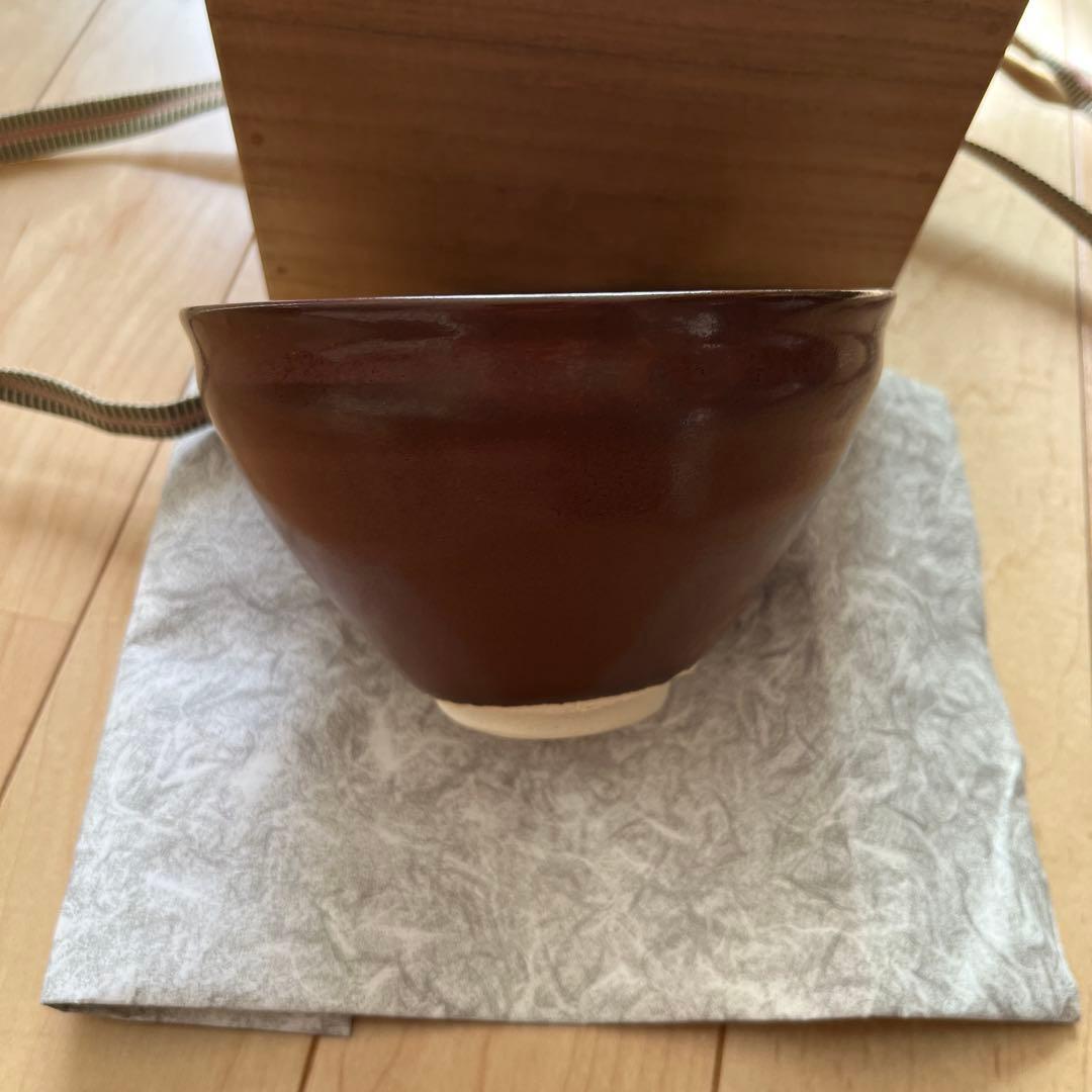 人間国宝 清水卯一作 柿天目 茶碗