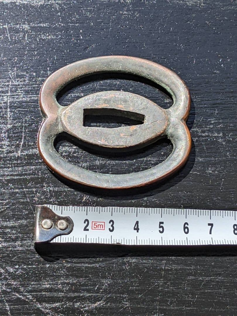 鍔３ 鉄製　二天 刀装具　時代　古玩　当時物　骨董品