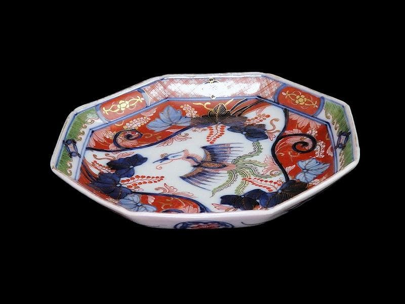 大聖寺伊万里 金襴手 桐に鳳凰の図 八角5寸皿 B232AS-CUr