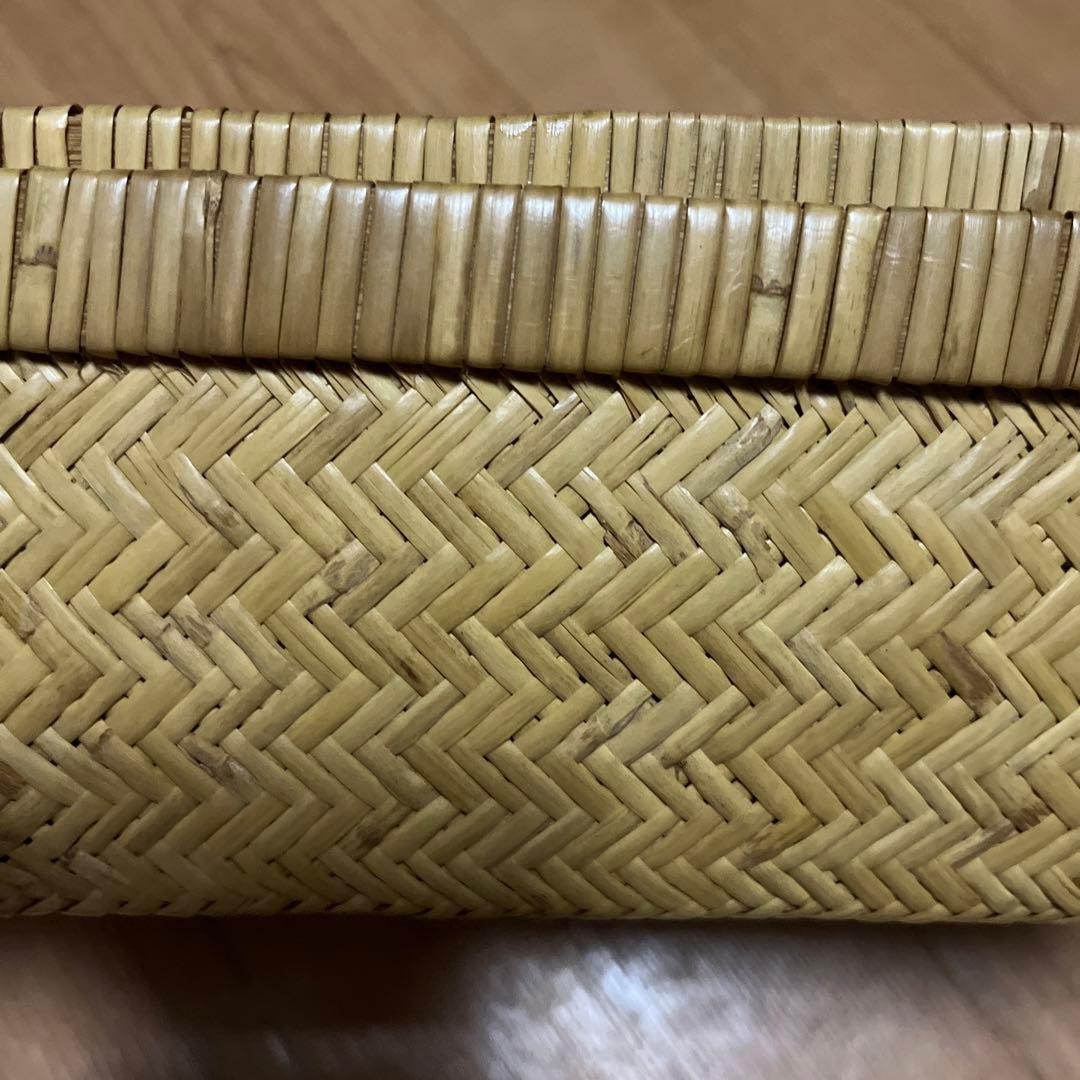 ヴィンテージ竹行李ボックスこうり竹籠網代白竹竹細工竹工芸小物入れ