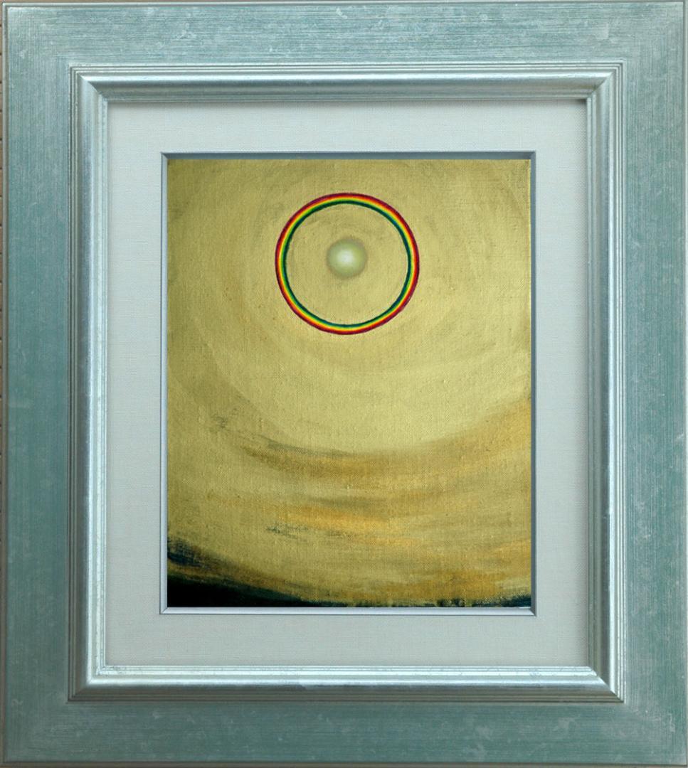 油絵 菅家令子 絵 絵画インテリア額付(白) F3-G92023 風景 希望 祈