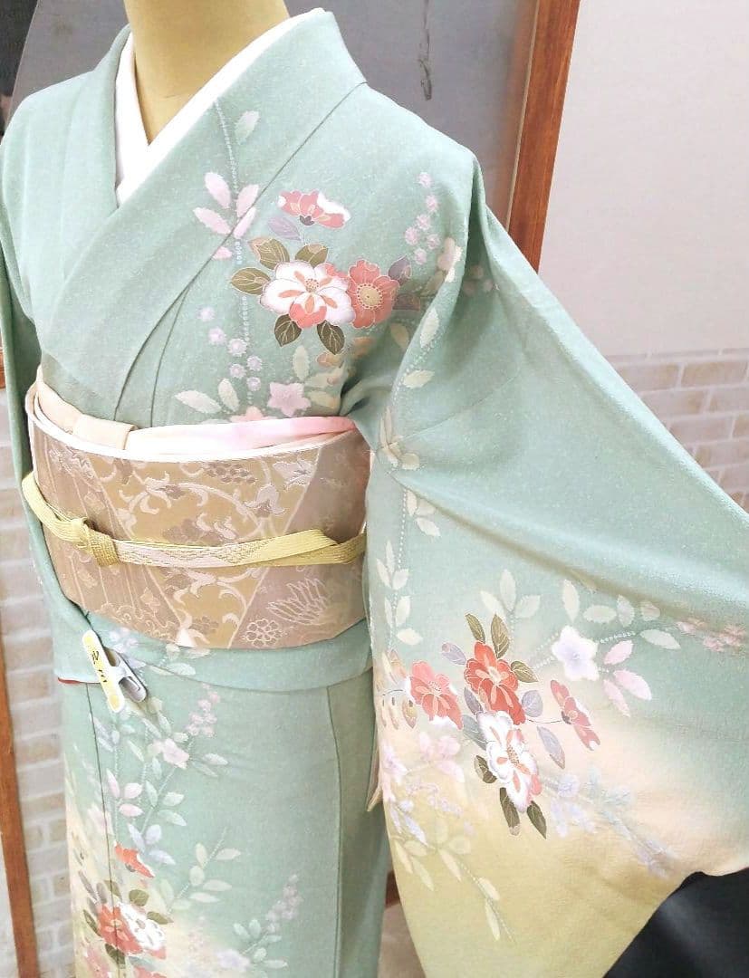 辻ケ花訪問着4点フルセット、着物、袋帯、帯揚げ、帯締め 4点フル