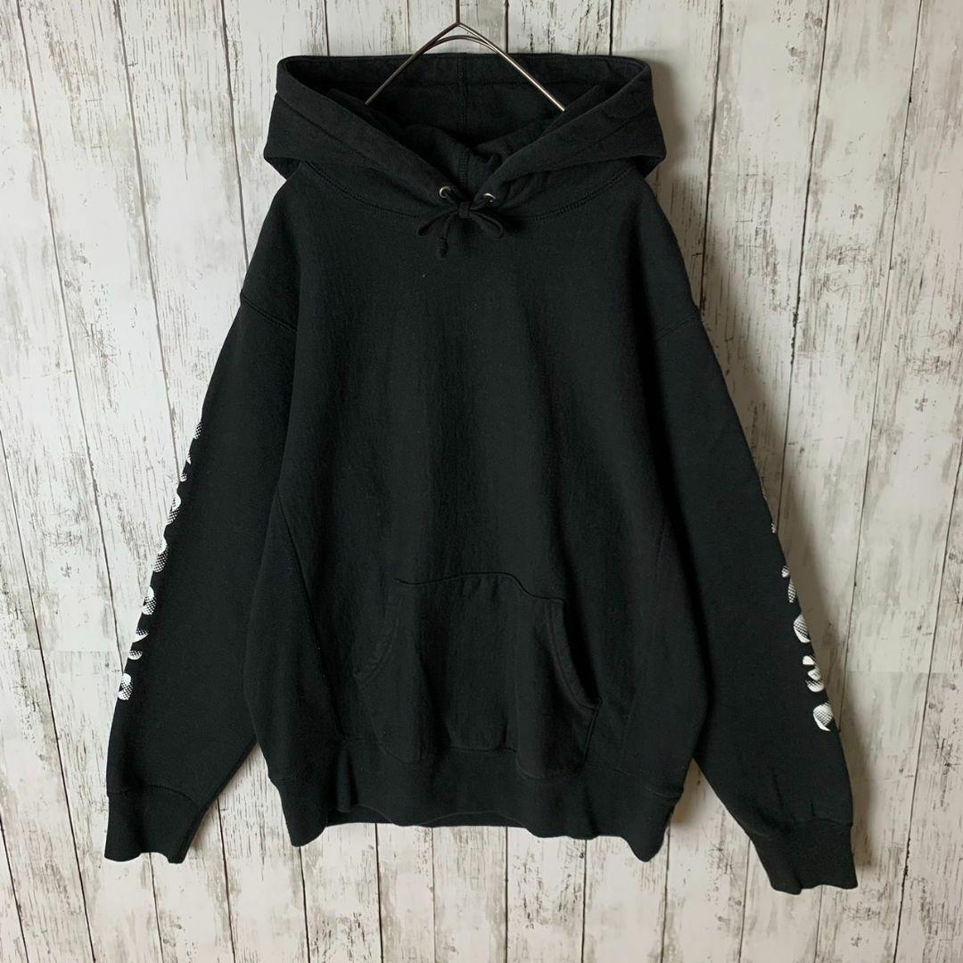 【ビッグシルエット】シュプリーム☆スリーブビッグロゴ入り希少パーカー/1106.