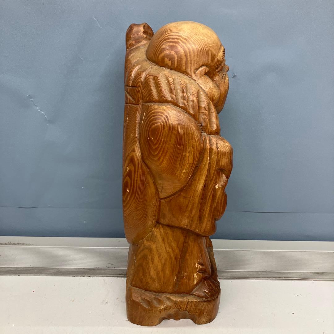 3F 木彫り 布袋様 置物 七福神 縁起物 根付 彫刻 布袋尊 オブジェ 招福