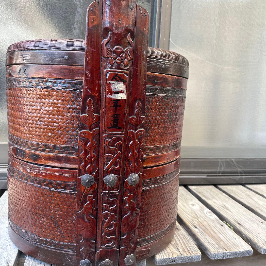 清代の竹細工の食べ物の箱は