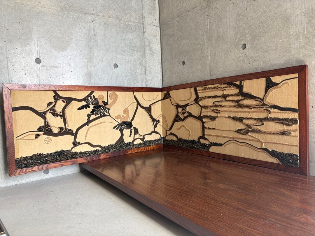 刺繍　デザイン的な屏風間仕切り191.5cm×44cm　パーテーション 刺繍 デザイン的な屏風間仕切り191.5cm×44cm パーテーション 刺繍