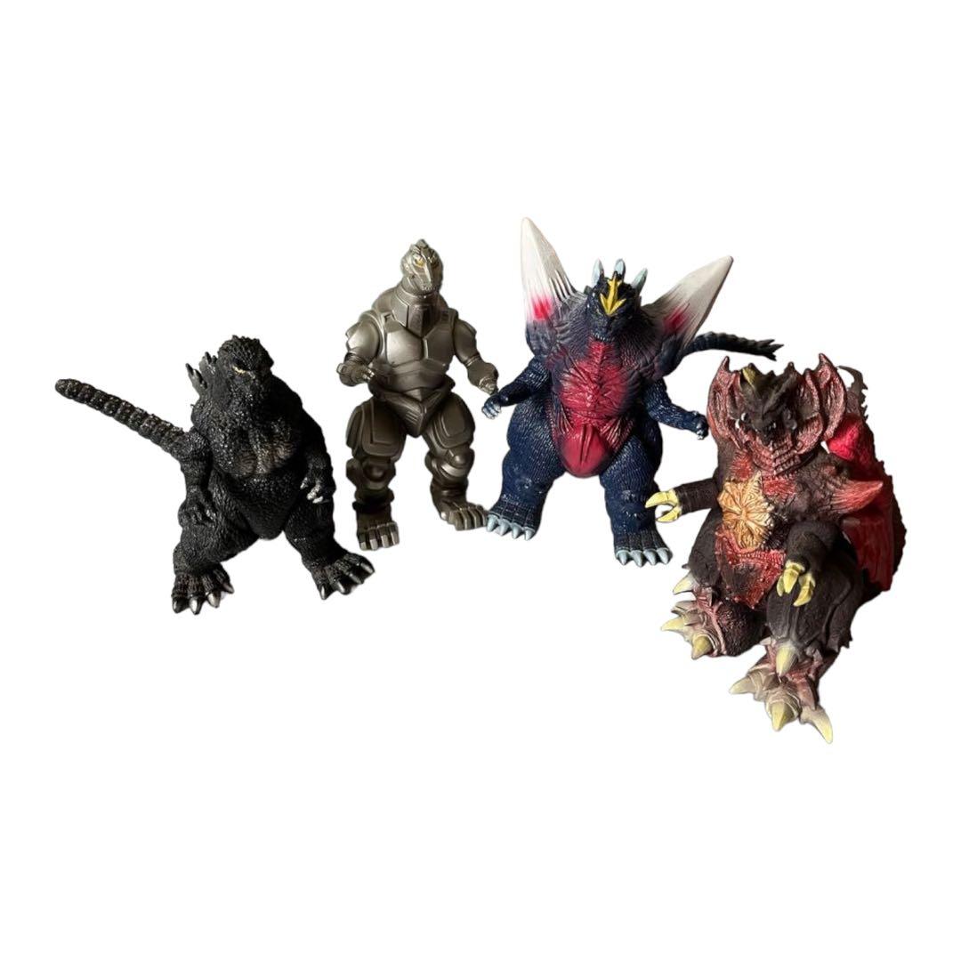 ゴジラ、メカゴジラ、スペースゴジラ、デストロイアの4体セット　レトロ ゴジラ&東宝特撮 OFFICIAL MOOK vol.09 ゴジラvsスペースゴジラ/ゴジラ