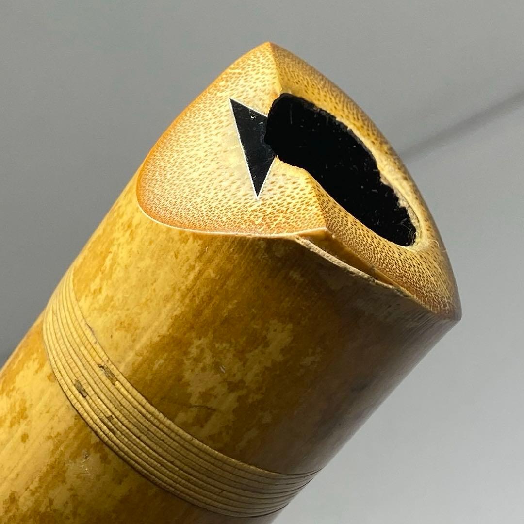 竹風在銘 銀三線尺八 約45cm 東N7-1025① 三線