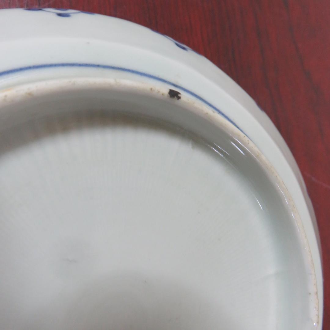 皿 2枚 染付 鳥 花 島 海 窯傷 明治 大正 その1