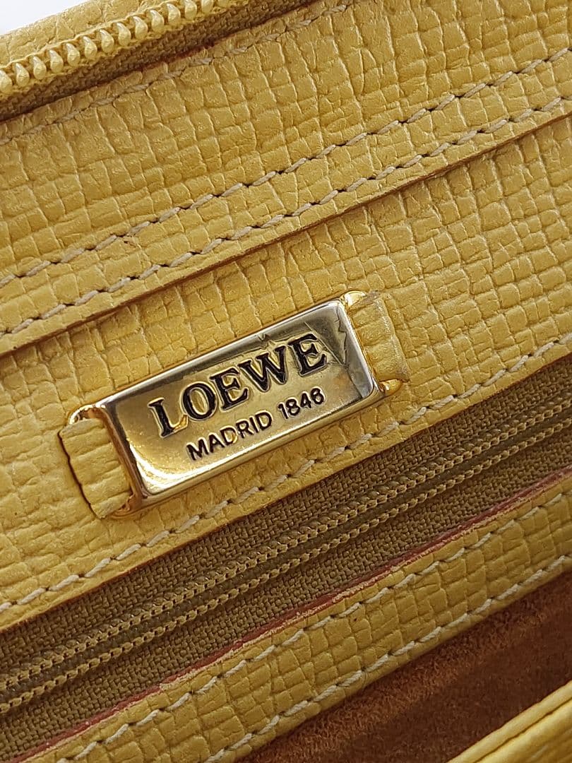 ヴィンテージ ロエベ LOEWE イエロー ハンドバッグ 現状品