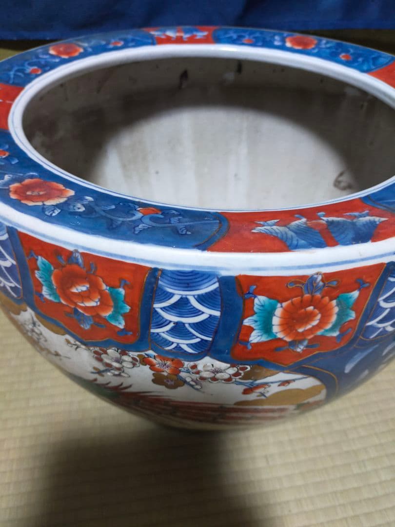 伊万里焼有田焼色絵孔雀図火鉢アンティーク昭和レトロ作家者