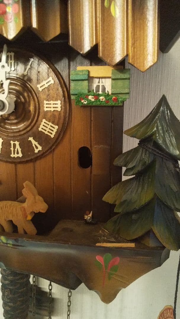 オルゴール 鳩時計 スイス時計 カッコー時計 からくり 水車 木製