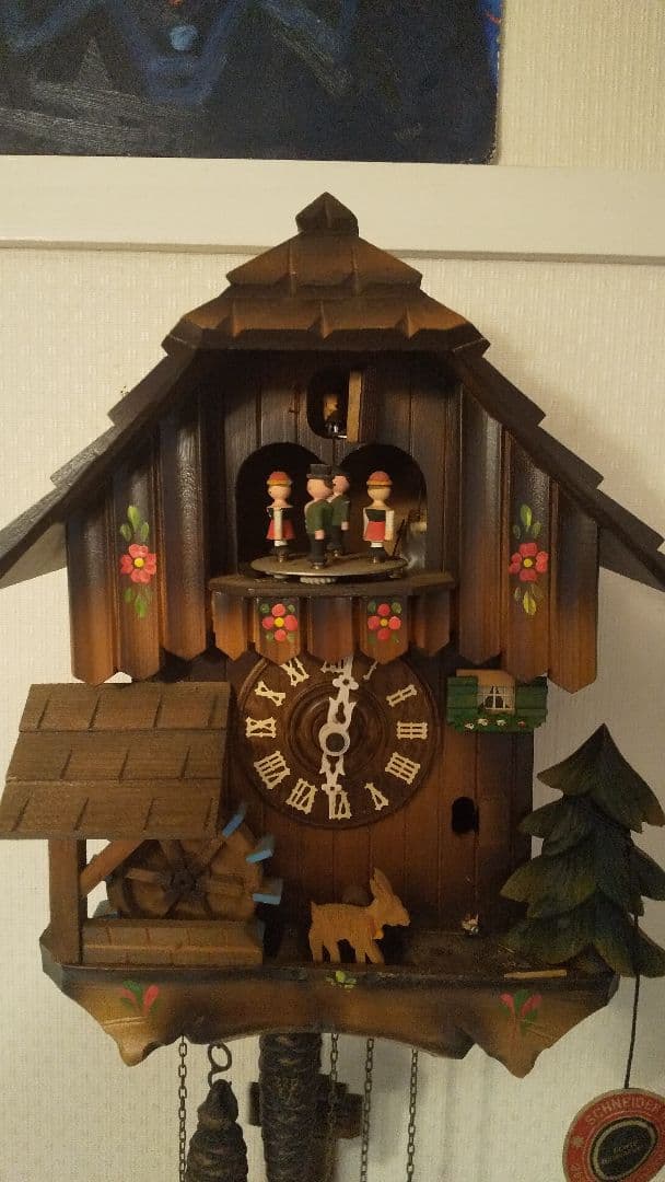 オルゴール 鳩時計 スイス時計 カッコー時計 からくり 水車 木製