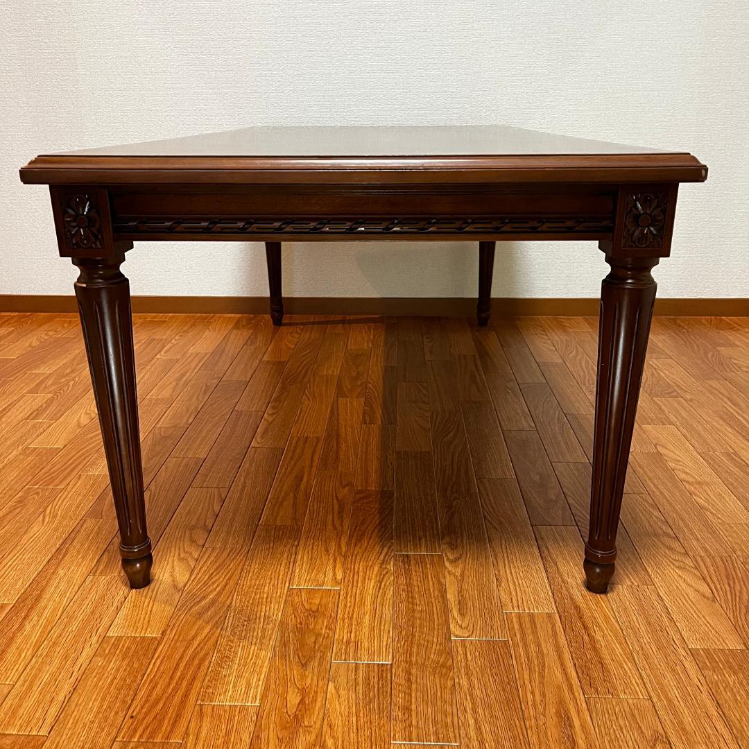 木彫り テーブル ガラス アンティーク レトロ