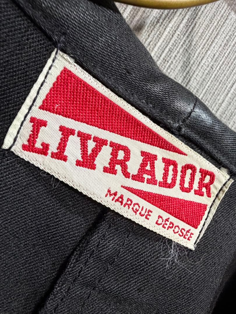 50s〜60s フレンチ ブラックモールスキンワークジャケット　刺繍タグ