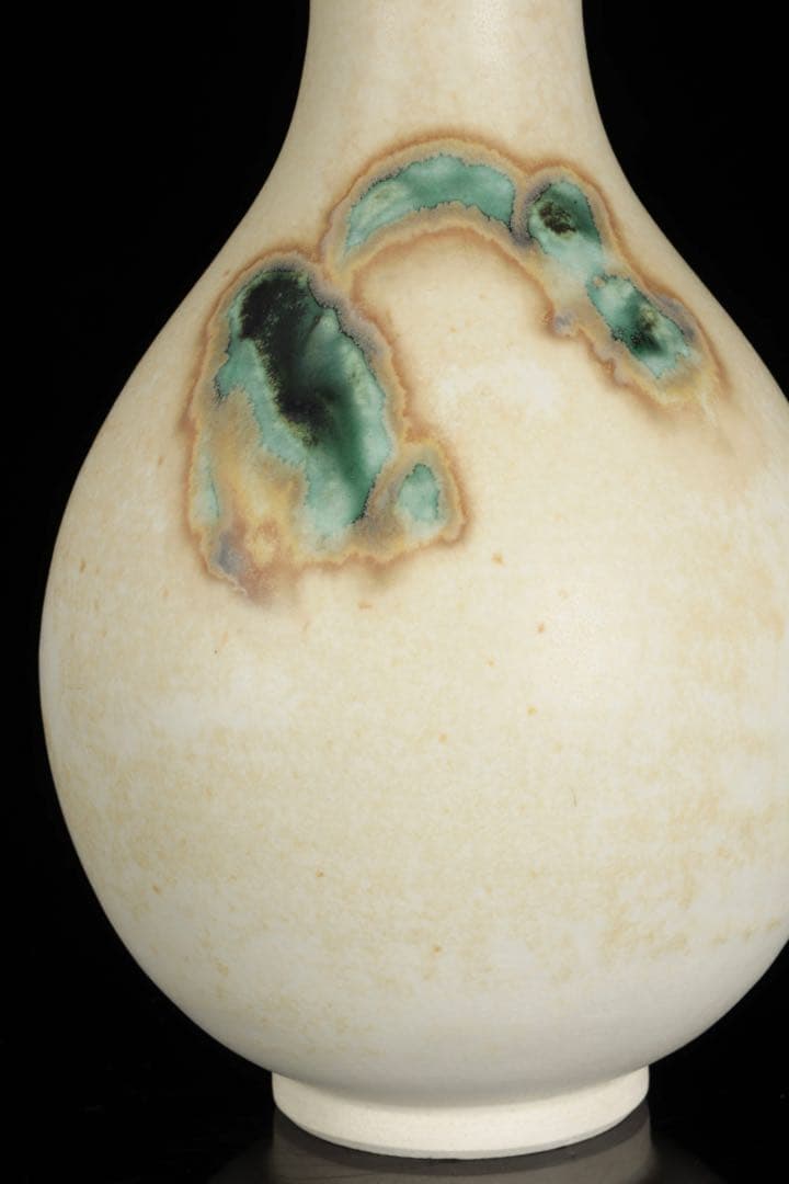 日展参与 【土肥刀泉】 琅瓷草花文花瓶 花器 壺 共箱 栞