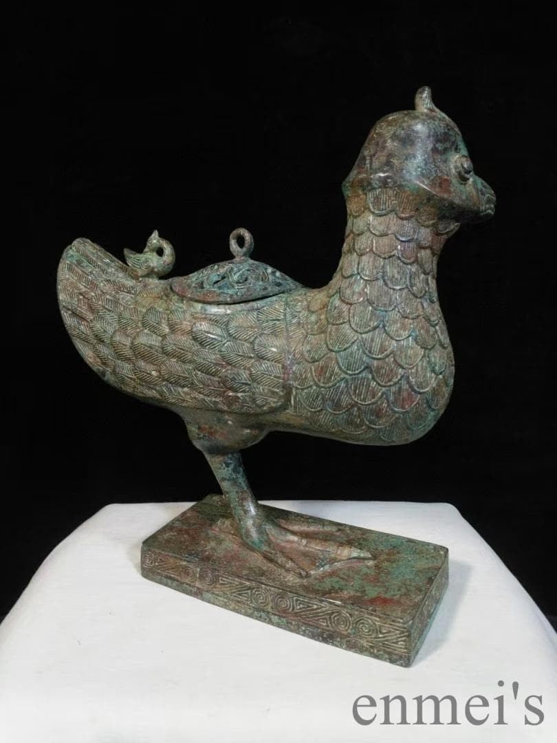 中国古美術 西周 青銅器 天鶏尊 禮器 酒器 神鳥造形 吉祥文様 古美術 旧蔵收