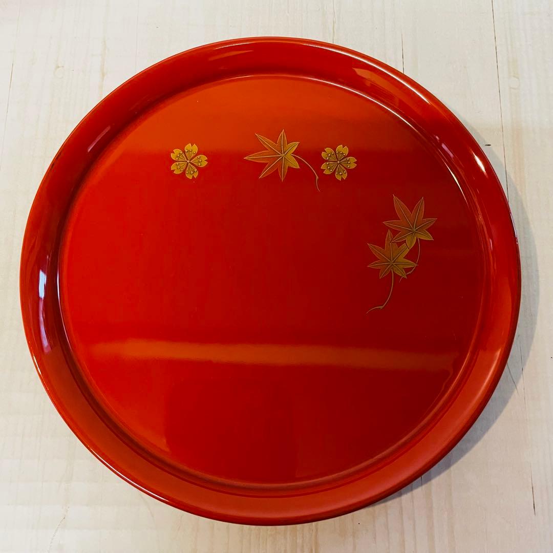 超美品　輪島塗　漆器　稲忠　円形皿 銘々皿　5枚セット　正月　ひな祭り