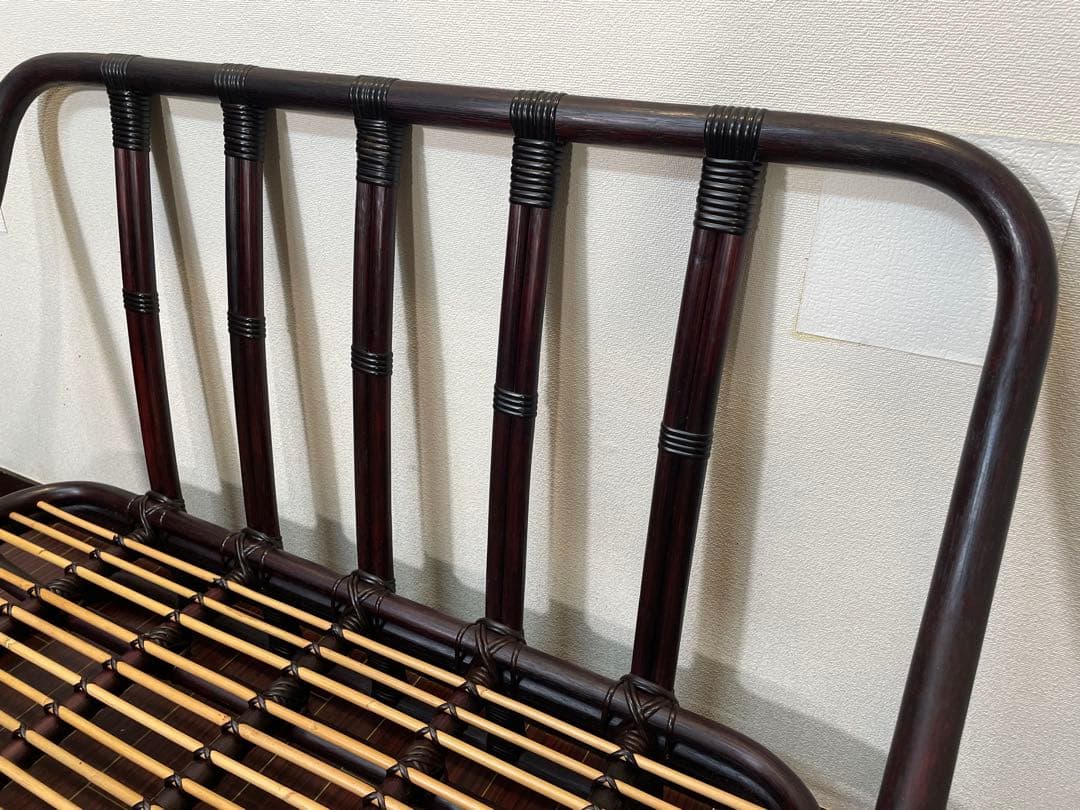 ワイ・エム・ケー長岡 ラタン シングルベッド 籐 分割式 すのこ状 マットレス