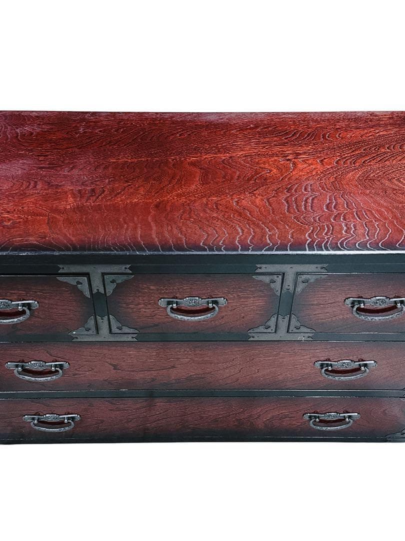 美品 民芸箪笥 和たんす 和風 ローチェスト 7段二部式 チェスト 民芸箪笥