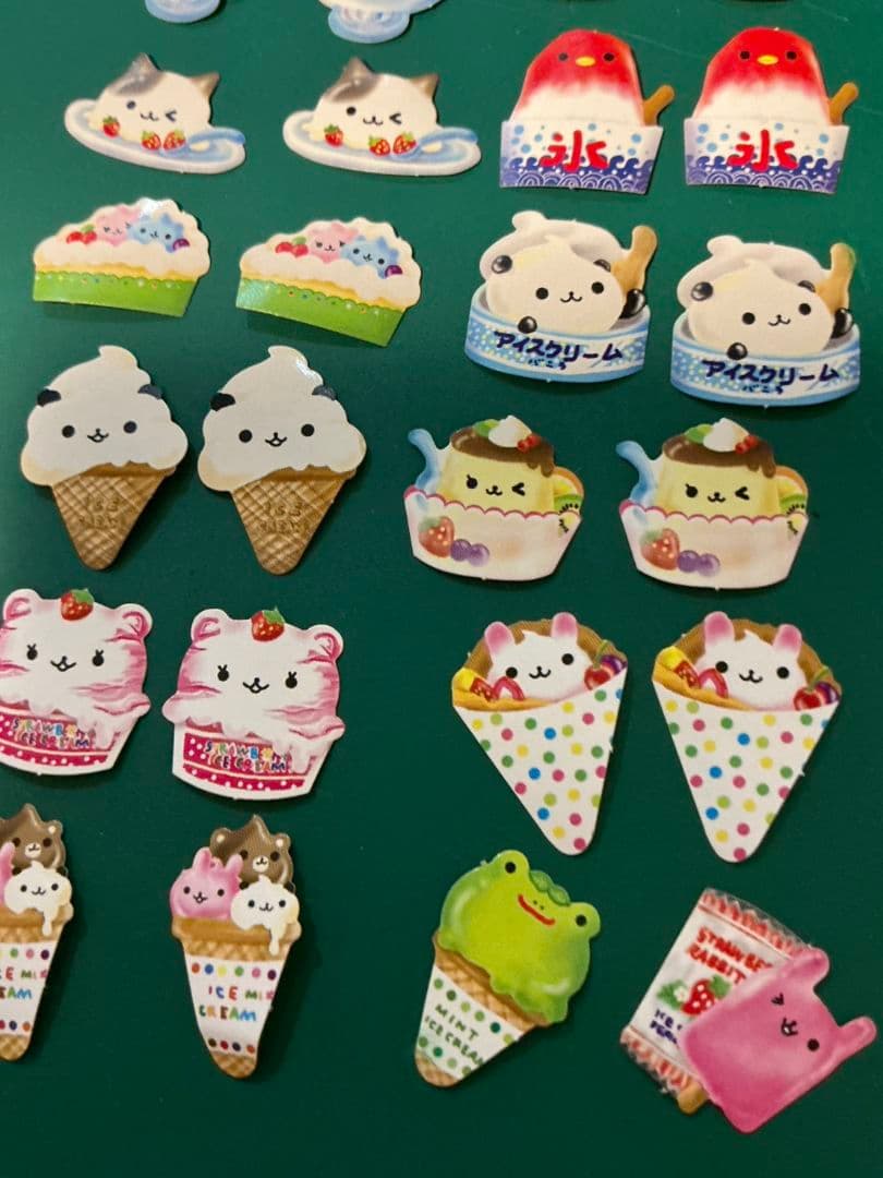 平成レトロ スイーツ 動物 アニマル フレークシール 当時物　たべもの　シール