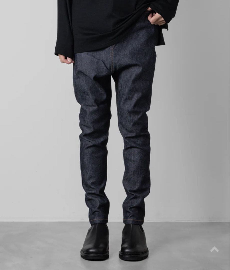 新品タグ付き ato アトウ ストレッチデニム サルエルパンツ 46 ネイビー