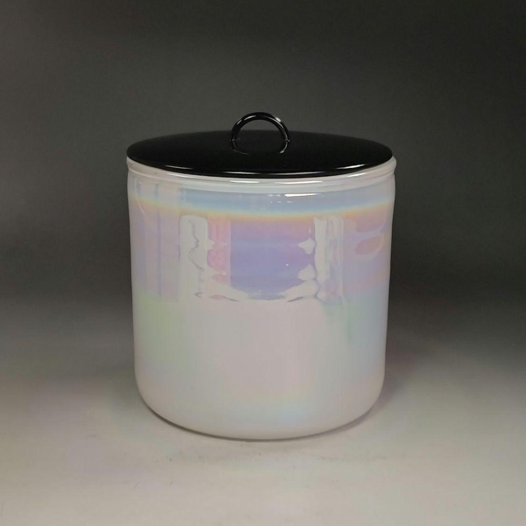 イ919 水指『上野良樹作』『義山ガラス睡蓮 水指 共箱』茶道具