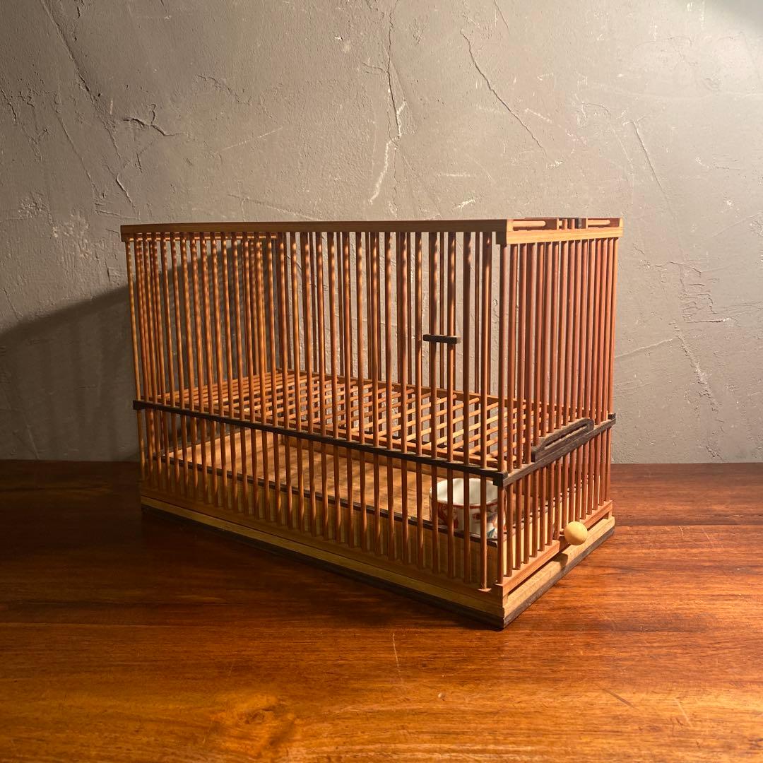 D 昭和レトロ 竹製鳥かご メジロ 骨董品 古道具 インテリア 時代物 2