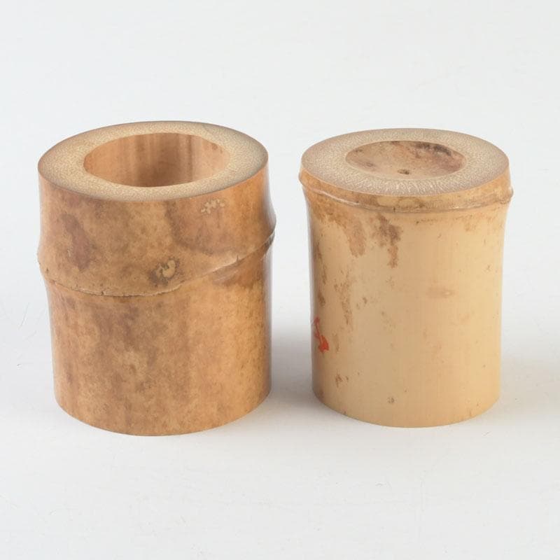 茶道具 大徳寺 柴野 長谷川寛州作 竹蓋置 一双 共箱 V 9796