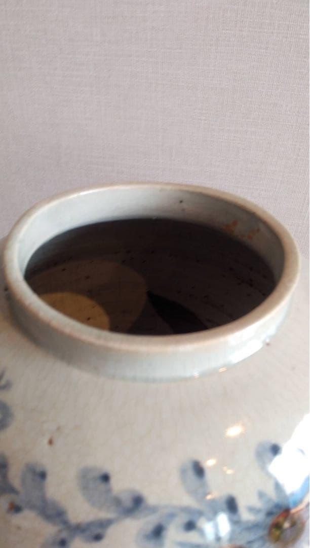 李朝辰砂染付壺