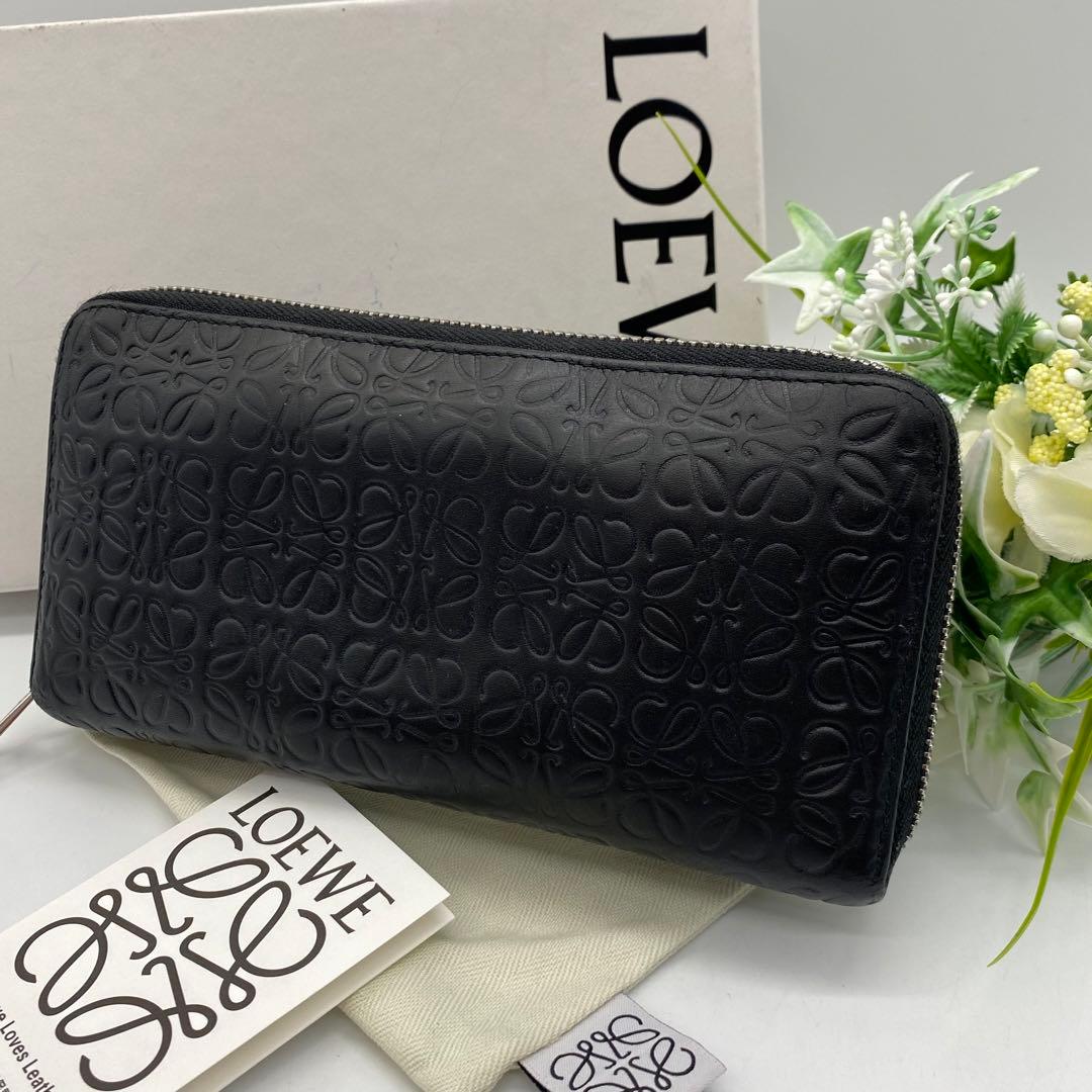 ✨極美品✨ ロエベ 折り財布 リピート アナグラム レザー ネイビー