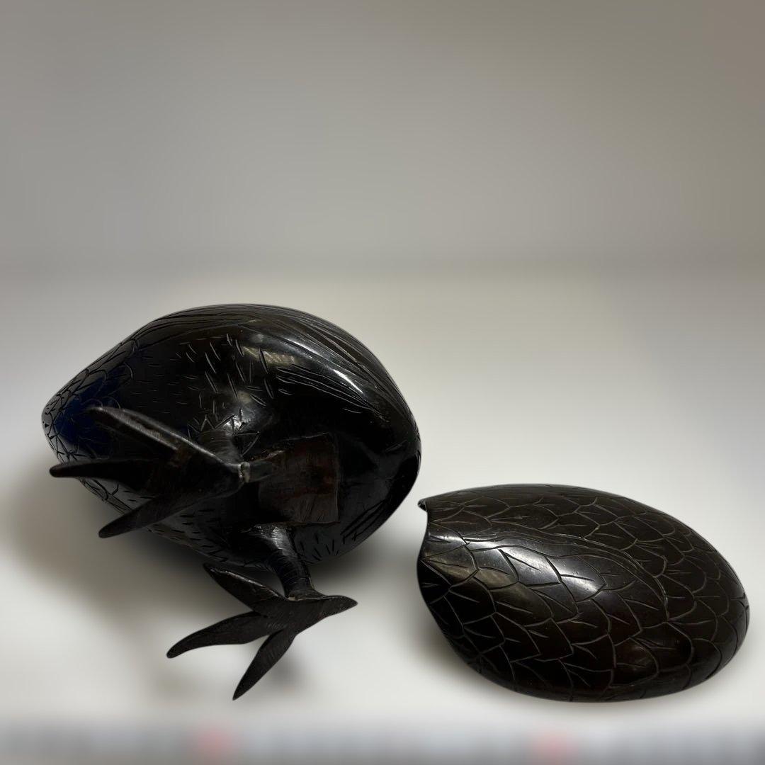 古銅 ウズラ香炉 木箱付 1345g/高さ約21㎝ 東Y7-0626⭐︎