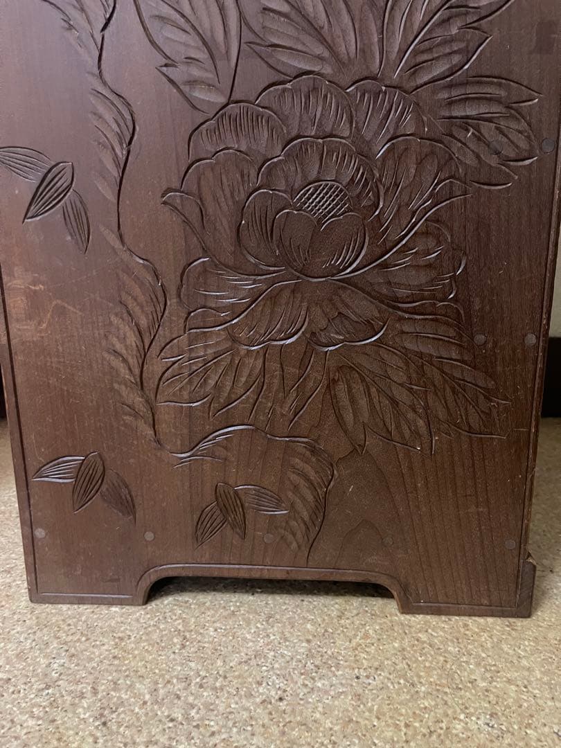 希少 アンティーク 日光彫？軽井沢彫？箪笥 5段式 引き出し 入手困難