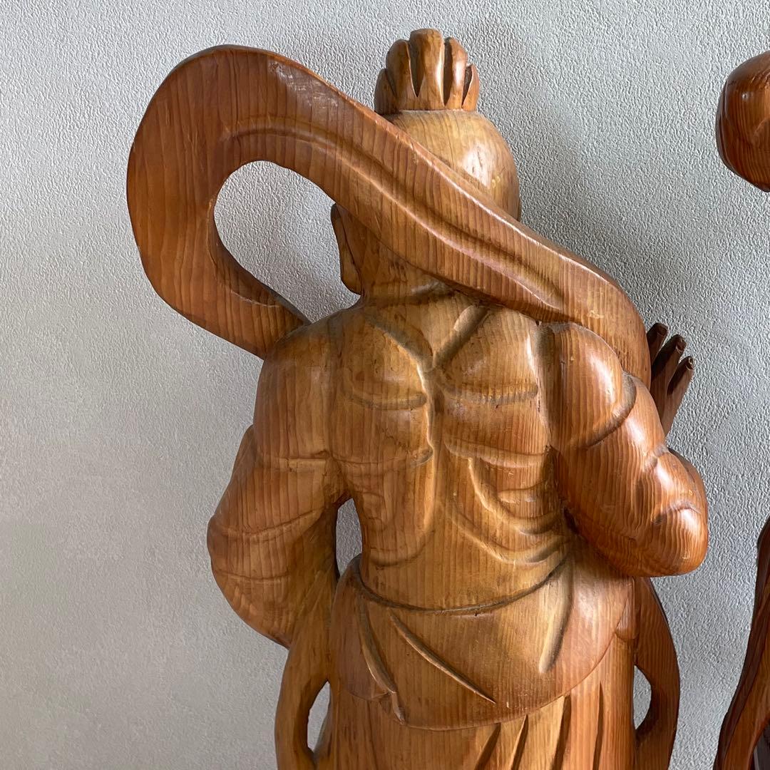 約62cm 仏教美術 仁王像 阿吽像 金剛力士像 一対 木彫り 骨董品 - メルカリ