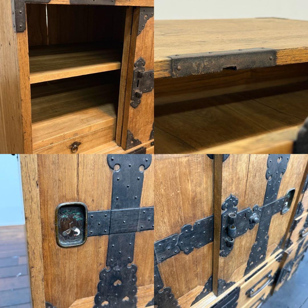H110K10 リペア済み 和製アンティーク 帳場箪笥 鍵付き 隠しあり