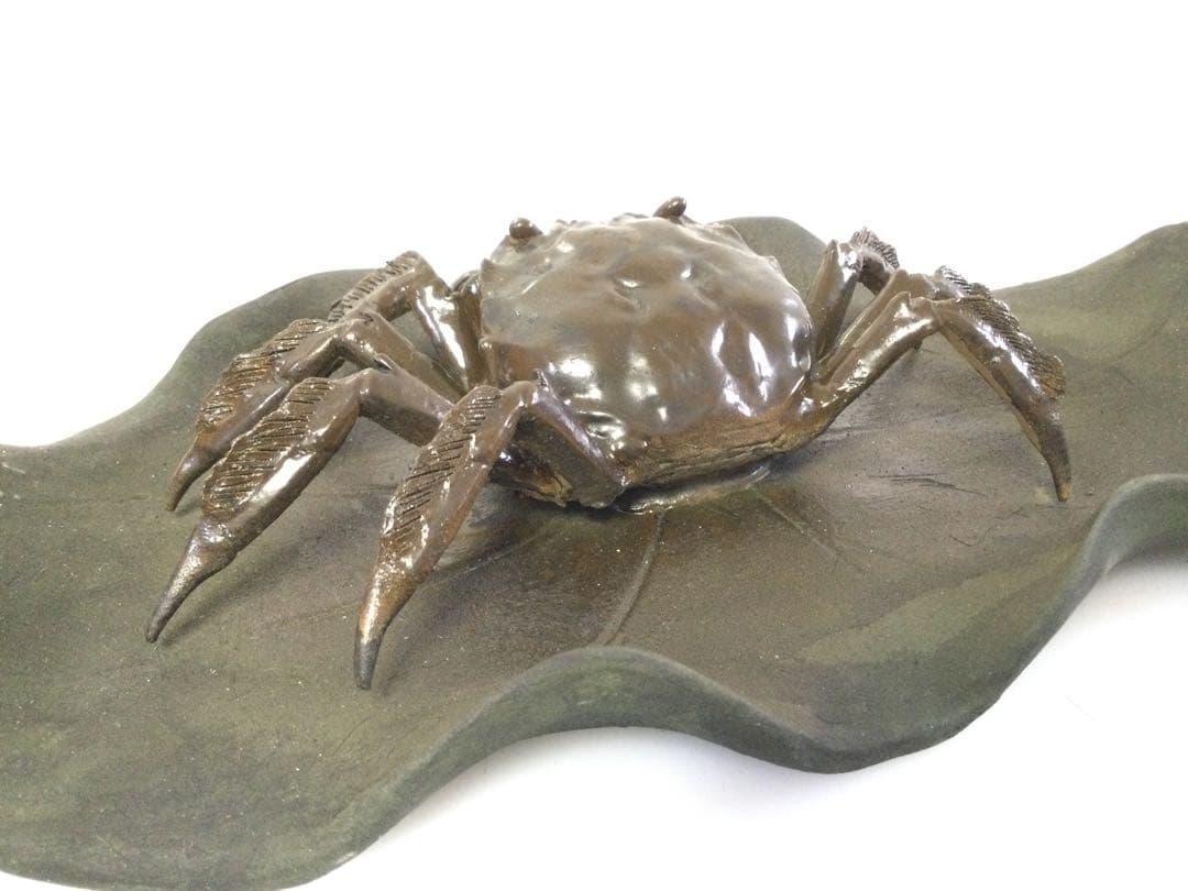 陶器置物 蟹置物 銘無し 焼物 M 検)水月焼 楽山焼 二六焼