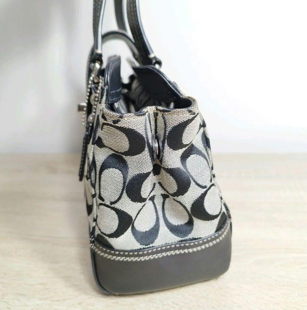 COACH コーチ シグネチャー ハンドバッグ キャンバス レザー ブラック