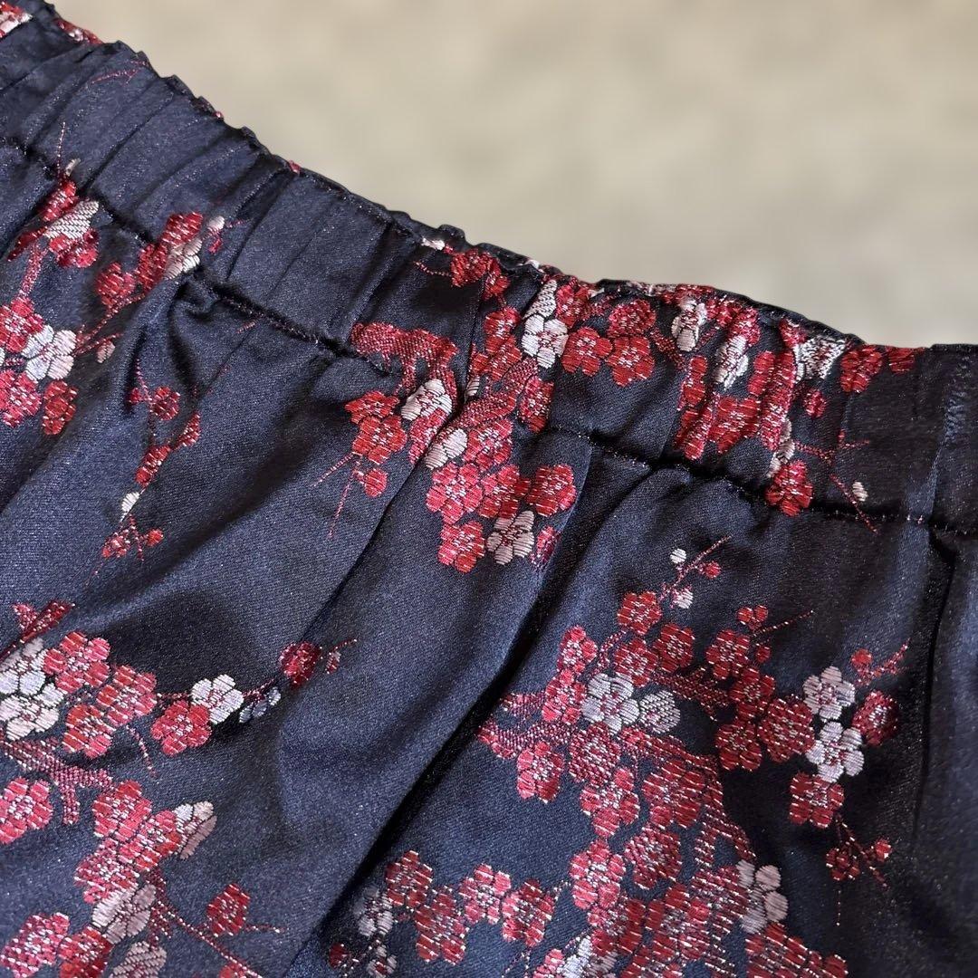 コムデギャルソンオムプリュス ポリ縮 サルエル パンツ 花柄 刺繍 美品