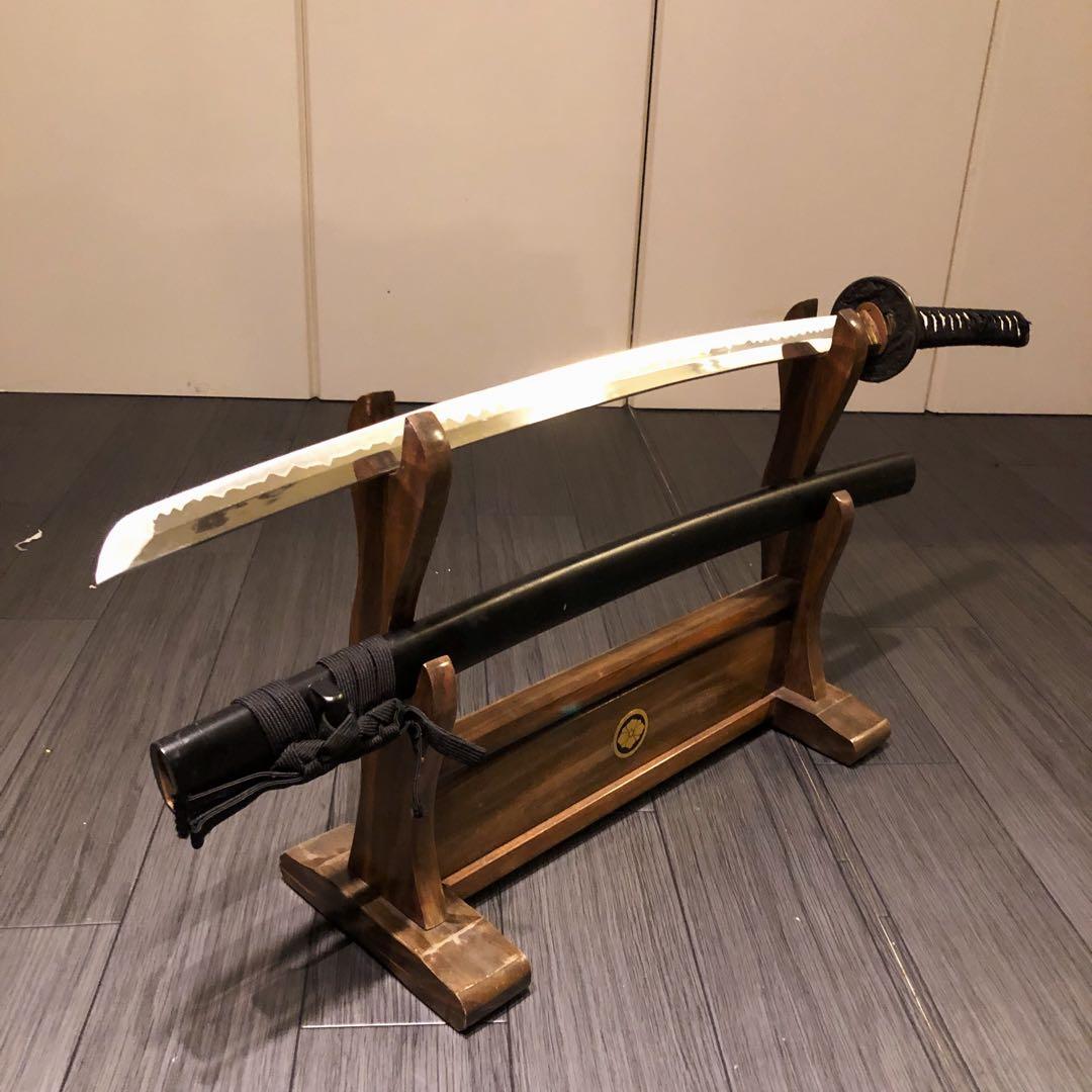 高級模造刀　居合刀　優波紋　黒拵え　太刀