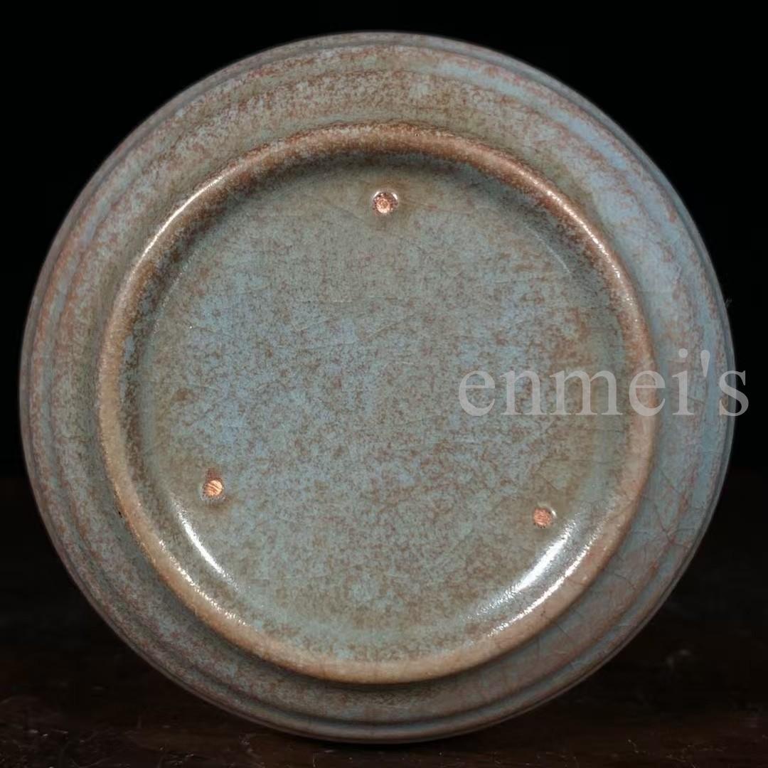 中国古美術・希少・旧蔵品・宋代冬瓜瓶（陶磁器）•汝窯・案頭・置物