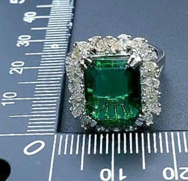 mimiザンビア産 天然エメラルド ラボグロウダイヤモンド リング 指輪
