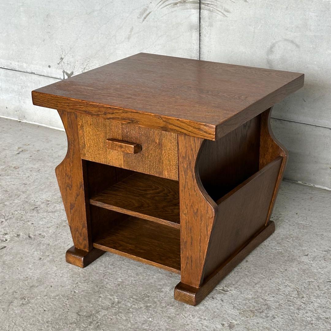 ✦オランダ家具✦オーク材サイドテーブル マガジンラック付 コーヒー
