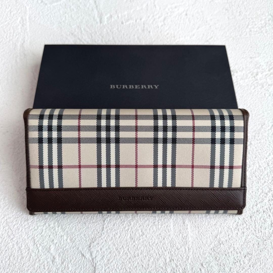 未使用 BURBERRY バーバリー ノバチェック がま口 長財布 レザー
