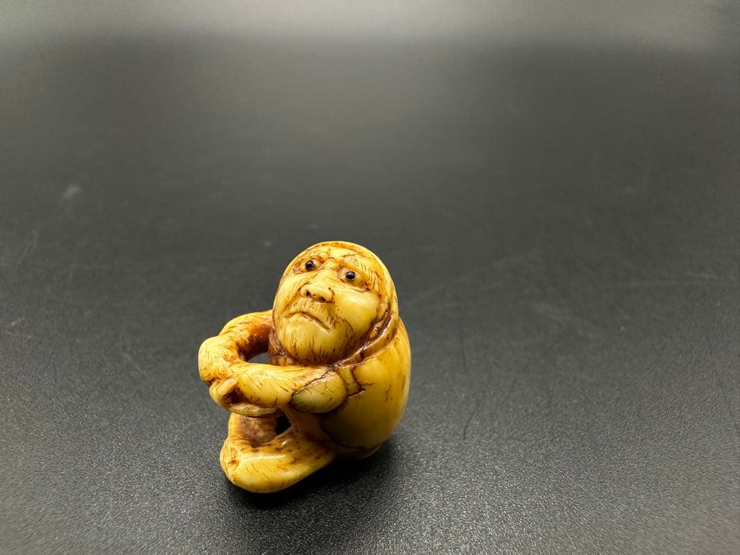 緒締 緒締玉 2点 だるま 天然材質 骨董古美術