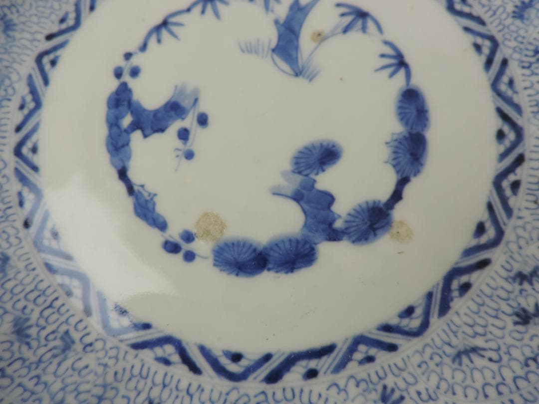 古伊万里　花みじん七寸皿　３枚　江戸時代